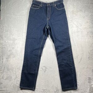Lands End Womens Tall 10T High Rise Straight Leg‎ Jeans Dark Wash Mom Jeans